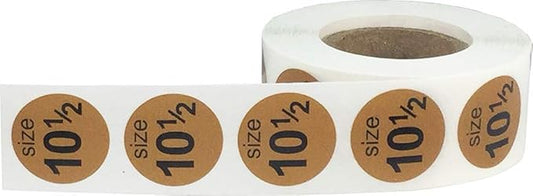 Shoe Size 10 1/2 Tan Stickers for Retail Clothing – 3/4 Inch Round, 500 Semi-Gloss Adhesive Labels Per Roll for Footwear Inventory, Organization, and Display – Made in The USA
