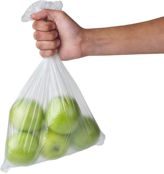 Food Storage Bags, 10" X 15" Clear Plastic Produce Bag for Fruits, Vegetable,Bread, Kitchen Bags On a Roll With Free Tites, (4 Roll)