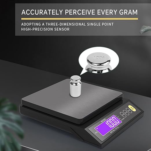 Digital Food Scale, Rechargeable Baking Electric Weight Scale with LCD Display, Electronic Scale with Counting Tare Zeroing Auto Power Off Unit Conversion Function (10kg 1g)