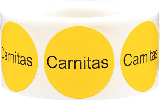 Yellow with Black Carnitas Circle Dot Adhesive Stickers, 1 Inch Round Labels, 500 Total Stickers