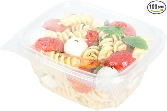 Restaurantware Thermo Tek 16 Ounce Deli Food Containers 100 Anti-Fog Hinged Lid Containers - Freezable Rectangle Clear Plastic To Go Food Containers Disposable