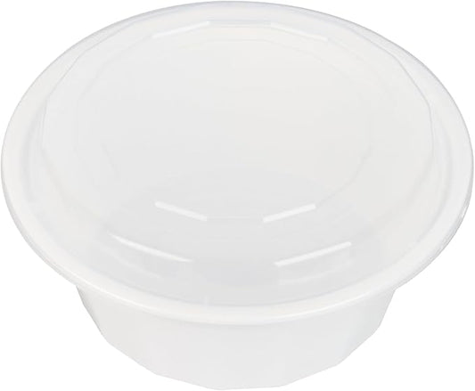 Restaurantware Asporto 32 Ounce To Go Boxes 100 Microwavable Take Out Food Containers - Clear Plastic Lids Included Do Not Contain BPA White Plastic Catering Food Containers Disposable Round