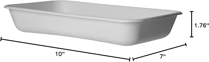 ECO PRODUCTS Compostable 48oz To Go Containers, Case of 400, 10.5" x 6.5" x 1.8" Vanguard Rectangle Box, Disposable Renewable Molded Fiber, No PFAS, Tree-Free, Lid Available, ASTM, BPI-Certified