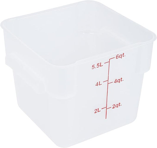 Restaurantware - Met Lux 6 Quart Food Storage Container, 1 Translucent Storage Container - Lids Sold Separately, Red Volume Markers, Dishwashable Container, Side Handles, For Storing Foods