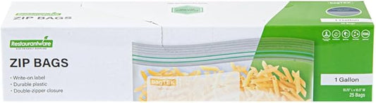 Bag Tek 1 Gallon Storage Zip Bags, 1000 Disposable Zipper Pouch Bags - Double Zipper, Greaseproof, Clear Plastic Zip Bags, With Write-On-Label, For Food Organization And Storage - Restaurantware