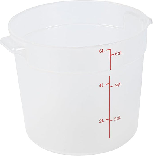 Restaurantware-Met Lux 6 Quart Food Storage Container, 1 Translucent Storage Container - Lids Sold Separately, Red Volume Markers, Dishwashable Container, Side Handles, For Storing Foods