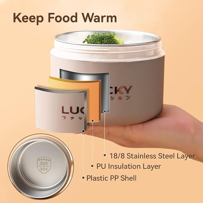 Portable Insulated Lunch Container set, Bento Box Adult Lunch Box Set with Insulated Lunch Bag, 4 Separate Stackable Thermal Food Lunch Container for Adult, Brown