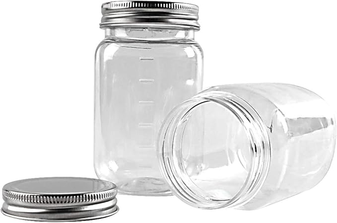 novelinks 16 Ounce Clear Plastic Jars Containers With Screw On Lids - Refillable Round Empty Plastic Slime Storage Containers for Kitchen & Household Storage - BPA Free (10 Pack)