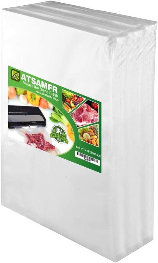 4mil 100 Gallon Size11x16Inch Vacuum Sealer Food Bags with BPA Free,Heavy Duty,Great for Vac Storage or Sous Vide Cooking