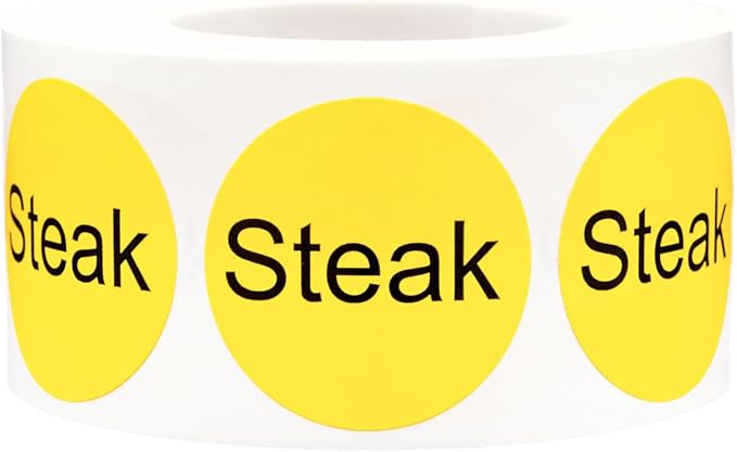 Yellow with Black Steak Circle Dot Adhesive Stickers, 1 Inch Round Labels, 500 Total Stickers