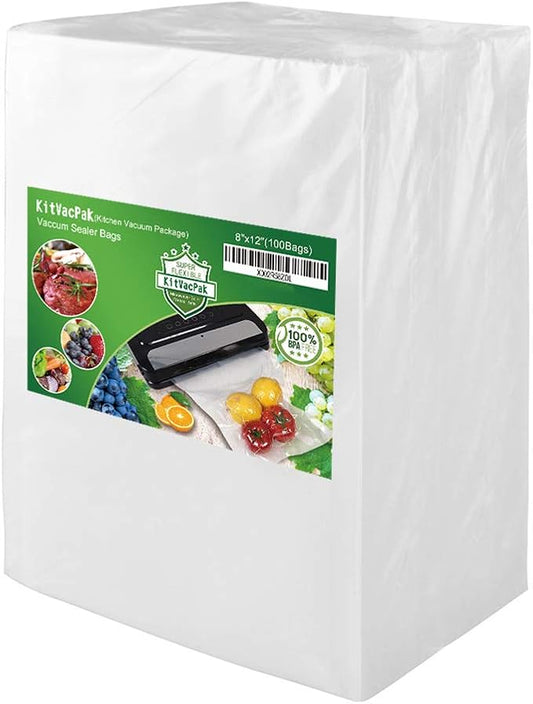 100 Quart 8X12 Vacuum Food Sealer Bags with BPA Free and Heavy Duty,Commercial Grade Vacuum Sealer Freezer Bags Compatible with Any Type Vacuum Sealer Machine