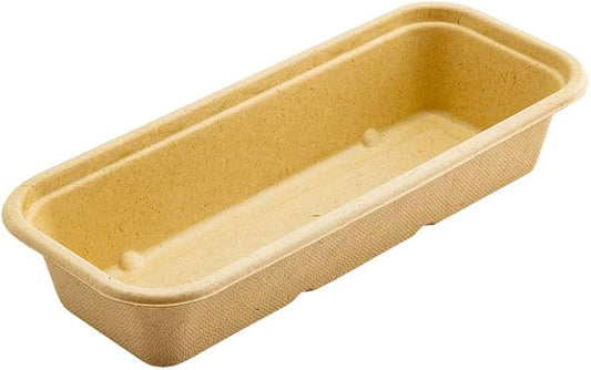 Restaurantware Pulp Tek 9.2 x 3.8 x 1.8 Inch Takeaway Food Boxes 100 Disposable Take Out Containers - Lids Sold Separately Freezable Bagasse Catering Food Containers Microwavable 17 Ounce