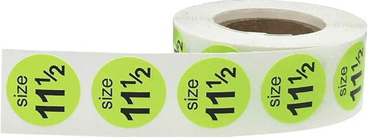 Shoe Size 11 1/2 Hot Green Stickers for Retail Clothing – 3/4 Inch Round, 500 Semi-Gloss Adhesive Labels Per Roll for Footwear Organization, Inventory, and Display – Made in The USA