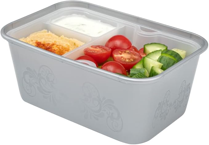 Restaurantware TRAYS ONLY: Futura 10 Ounce Trays For Meal Prep Containers 100 Microwavable Trays For 32 Or 37 Ounce Containers - Containers Sold Separately 3 Compartments White Plastic Food Trays