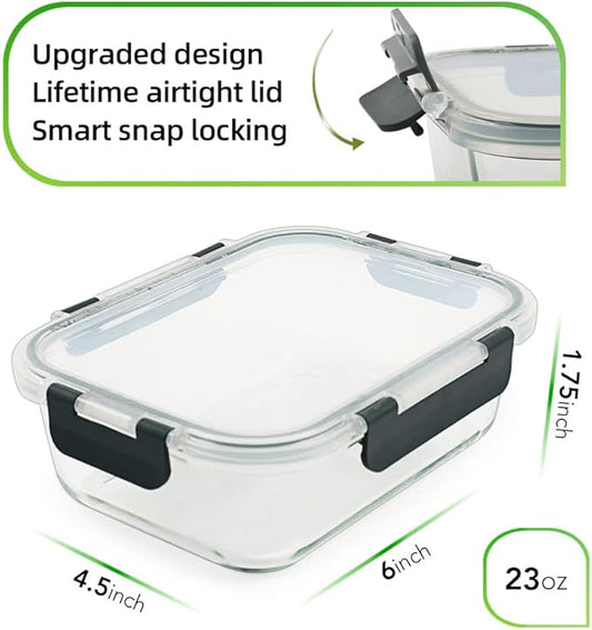 DAS TRUST 10 Pack Glass Meal Prep Containers Microwave Safe Meal Prep Bowls Food Storage Containers Glass Food Prep Containers with Lids Lunch Containers for Adults Meal Prep Lunch Box Bento Boxes