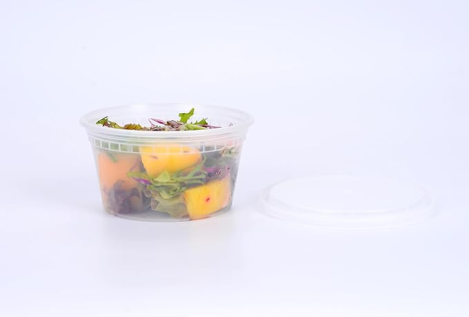 EDI [12 OZ, 250 Sets] Wholesale Plastic Deli Food Storage Containers with Airtight Lids | Microwave-, Freezer-, Dishwasher-Safe | BPA Free | Heavy-Duty | Meal Prep | Leakproof | Recyclable