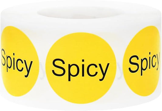 Yellow with Black Spicy Circle Dot Adhesive Stickers, 1 Inch Round Labels, 500 Total Stickers