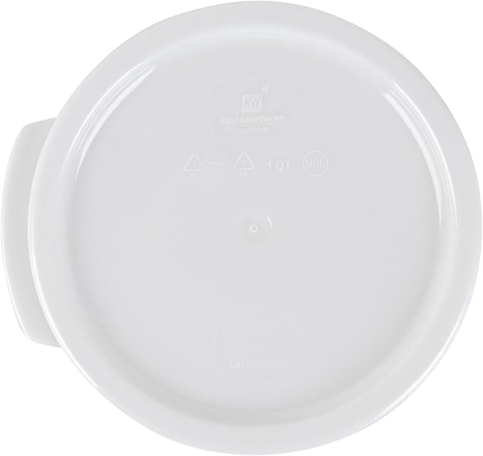 Restaurantware-LID ONLY: Met Lux Food Container Lid, 1 Round Lid For Storage Container - Containers Sold Separately, With Pull-Corner Tab, White Plastic Lid, Dishwashable, Freezable