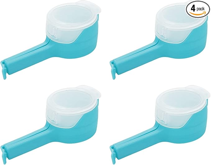 Sscon 4Pcs Food Storage Sealing Clips Plastic Food Bags Clips with Pour Spouts for Snacks Blue