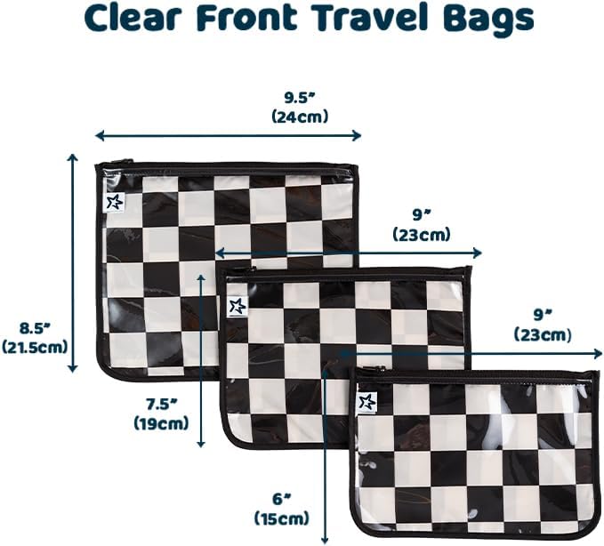 Tiny Twinkle Mess-Proof Travel Bags | TSA Airline Compliant, Zipper Closure, Clear Front Pouch, Diaper Bag Packing, Toiletry or Makeup Cosmetics Organizer