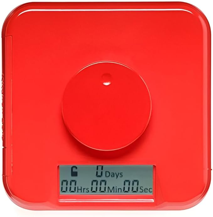 Kitchen Safe Phone Lockbox & Snack Lock Box with Timer (XL) - KSafe Timed Lock Box for Cell Phones, Food Time Locking Container for Habit Formation (Red Lid + 12.3” Clear Base with Access Port)