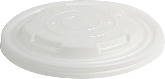 World Centric Compostable Paper Bowl Lids 12 oz - Made from Plants, Leak-Resistant, Clear PLA - 100 Pack