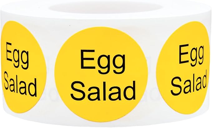 Yellow with Black Egg Salad Circle Dot Adhesive Stickers, 1 Inch Round Labels, 500 Total Stickers