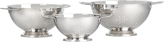 Le Creuset Set of 3 Stackable Colanders, Large, Stainless Steel