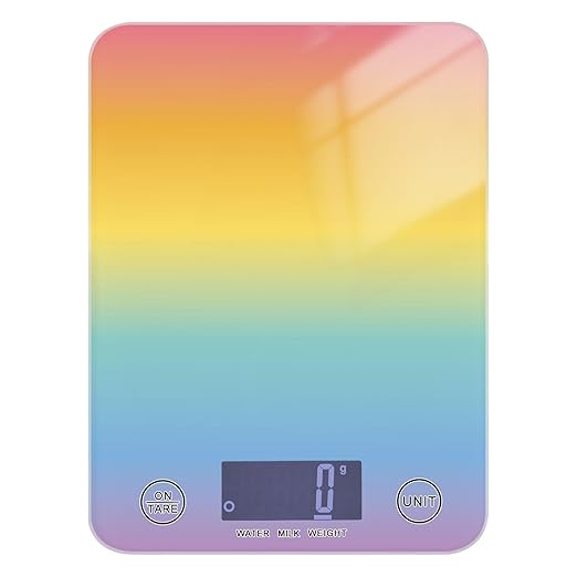 Food Scale Kitchen Scale for Baking Cooking Digital Food Weighing Measuring Scale Small Waterproof Electric Food Scale Rainbow Color Gradient