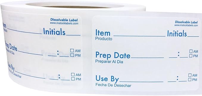 Dissolvable Food Rotation Labels for Food Storage Use by Shelf Life Preparation 2 x 3 Inch 500 Adhesive Stickers for Organization, Food Rotation, Meal Prep Stickers Dissolve in Water