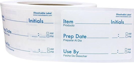 Dissolvable Food Rotation Labels for Food Storage Use by Shelf Life Preparation 2 x 3 Inch 500 Adhesive Stickers for Organization, Food Rotation, Meal Prep Stickers Dissolve in Water