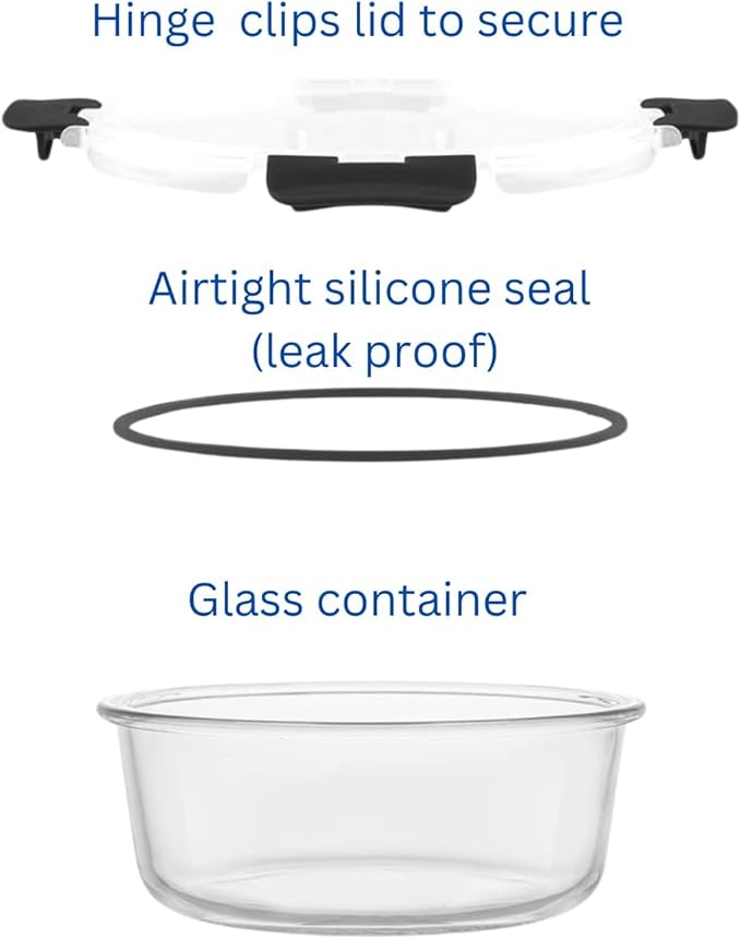 24-Pcs glass food containers set(12 Airtight, Freezer and Microwave Safe Food Storage Containers and 12 Lids), Glass Meal Prep Containers,BPA-free. Microwave,freezer,oven and Dishwasher safe.