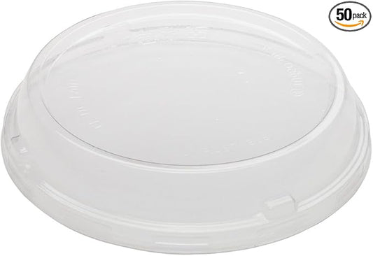 Restaurantware LIDS ONLY: Basic Nature To Go Container Lids 50 Plastic Condiment Cup Lids - Pair With Deli Containers Dome Lids Clear PLA Plastic Portion Cup Lids For Takeaway Orders