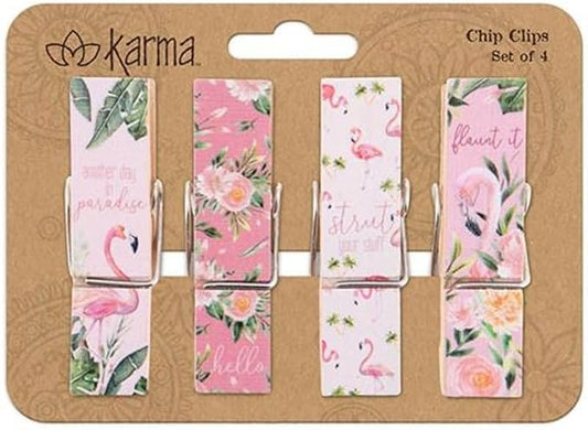 Karma Gifts Chip Clips, One Size, Flamingo