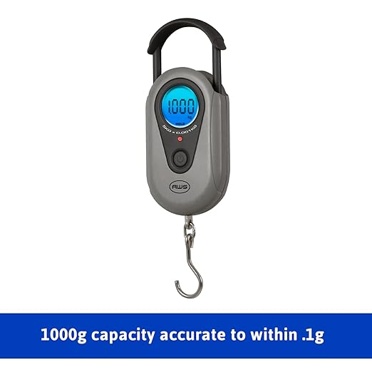 American Weigh Scales Digital Hanging Scale Retractable Handle, LCD displayAMW-SR-1KG1000 x 1G(Gray)