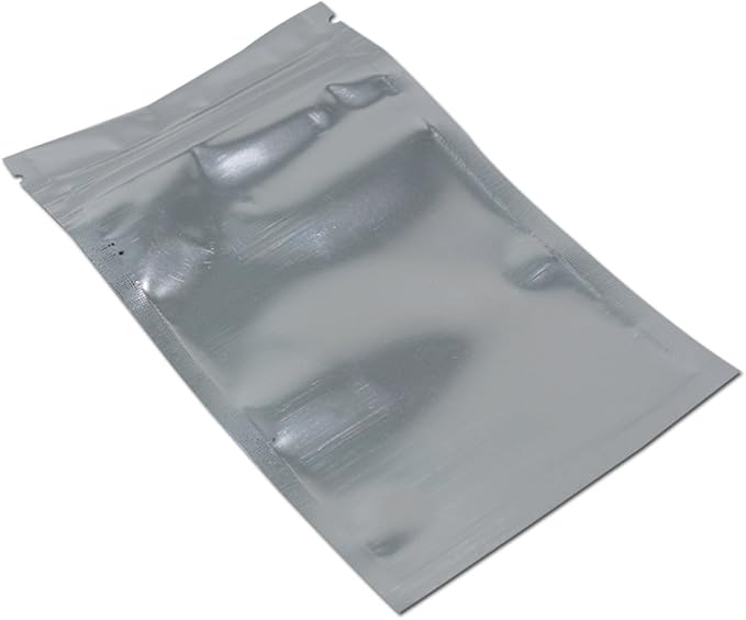 PABCK 100 Pack Clear Front Resealable Mylar Bags 8.5x14cm (3.3x5.5inch) Heat Seal Aluminum Foil Plastic Packaging for Zip Bulk Food Storage Zipper Lock Candy Foil Pouch with Tear Nothces