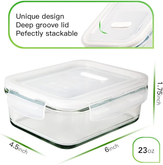 DAS TRUST 10 Pack Glass Meal Prep Containers Meal Prep Bowls Food Storage Containers Glass Food Prep Containers with Lids Lunch Container for Adults Lunch Box Bento Boxes
