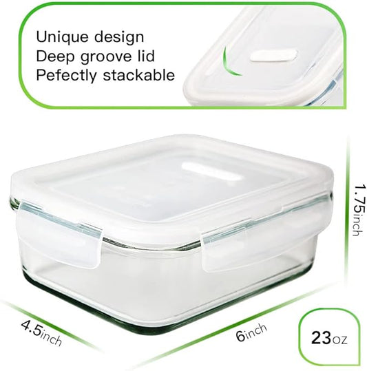 DAS TRUST 10 Pack Glass Meal Prep Containers Meal Prep Bowls Food Storage Containers Glass Food Prep Containers with Lids Lunch Container for Adults Lunch Box Bento Boxes
