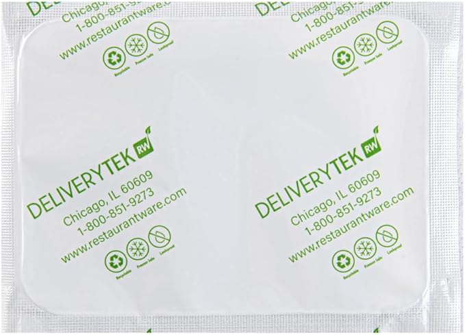 Restaurantware Delivery Tek 5.1 x 3.7 Inch Shipping Ice Packs 100 Durable Cold Packs - Easy-To-Use Design Leakproof Plastic Dry Ice Packs Reusable For Frozen Meat Vegetables or Beverages