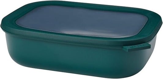Mepal Cirqula 2000ml / 68oz Circular Rectangular Multi Food Storage & Serving Container with Transparent Lids | Perfect for Food Prep | Microwave & Dishwasher Safe | Nordic Pine | Made in Holland