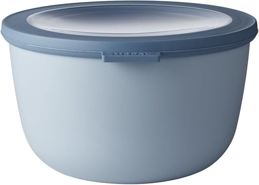 Mepal Cirqula 68oz/2,000ml Multi Food Storage & Serving Tall Bowls with Transparent Lids | Perfect for Food Prep | Microwave & Dishwasher Safe | Nordic Blue | Made in Holland