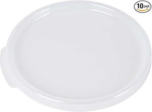 Restaurantware-LIDS ONLY: Met Lux Food Container Lids, 10 Round Lids For Storage Containers - Containers Sold Separately, With Pull-Corner Tab, Translucent Plastic Lids, Dishwashable, Freezable