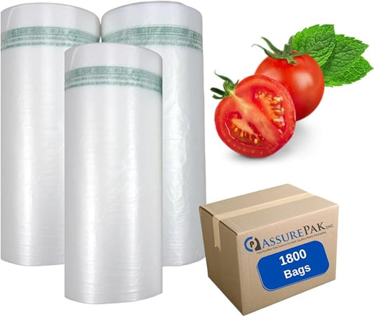 Clear Produce Roll 12"x20" – 1800 HDPE Bags (11 Microns, Natural Color) for Food Storage, Grocery Use, Small Business, Reusable Produce, Kitchen Needs, Fresh Food, Storage Solution