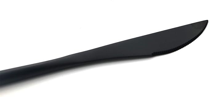 24-Piece Matte Black Handle 18/10 Stainless Steel Silverware Set, Titanium Black Cutlery, Flatware Set for Home & Restaurant, Dishwasher Safe