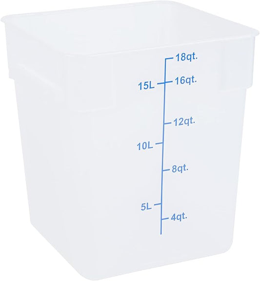 Restaurantware - Met Lux 18 Quart Food Storage Container, 1 Translucent Storage Container - Lids Sold Separately, Blue Volume Markers, Dishwashable Container, Side Handles, For Storing Foods