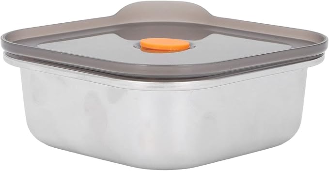 Metal Food Container, Stainless Steel Food Storage Container Leak Proof Sinking Lid for Restaurant (500ml)