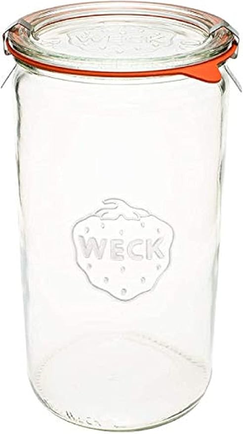 Weck Jar 974 - 1.5L Glass Jars with Large Storage Capacity - Preserving Jars with Airtight Lids Suitable for Pickling - Heat Resistant Canning Jars - Microwave Safe - (1 Jar with Glass Lid) 54 fl. oz