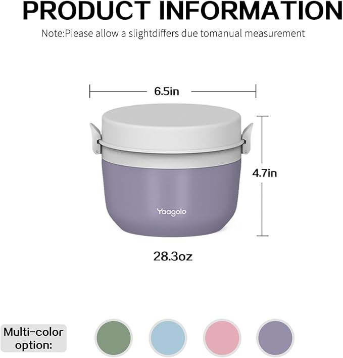Thermo for Hot Food 28oz, Vacuum Insulated Food Container for Adults, Wide Mouth Leakproof Soup Thermo Stainless Steel Insulated Food Jar(Purple)