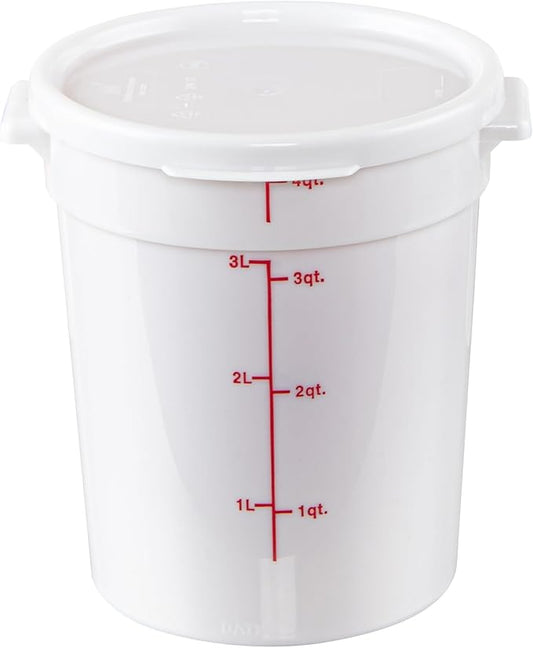 Restaurantware-LID ONLY: Met Lux Food Container Lid, 1 Round Lid For Storage Container - Containers Sold Separately, With Pull-Corner Tab, White Plastic Lid, Dishwashable, Freezable