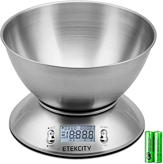 Etekcity Food Kitchen Scale with Bowl (2.06 QT) and Etekcity Food Scale, Digital Kitchen Scale, 304 Stainless Steel